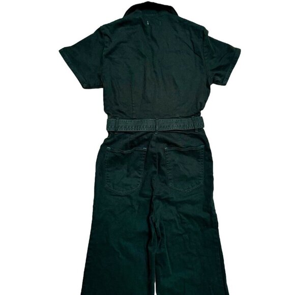 GOOD AMERICAN Sz 2 / M Jumpsuit Fit For Success Palazzo Denim Belted Green Retro - Picture 6 of 10